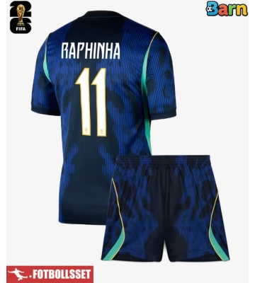 Brasilien Raphinha Belloli #11 Bortatröja Barn VM 2026 Kortärmad (+ Korta byxor)